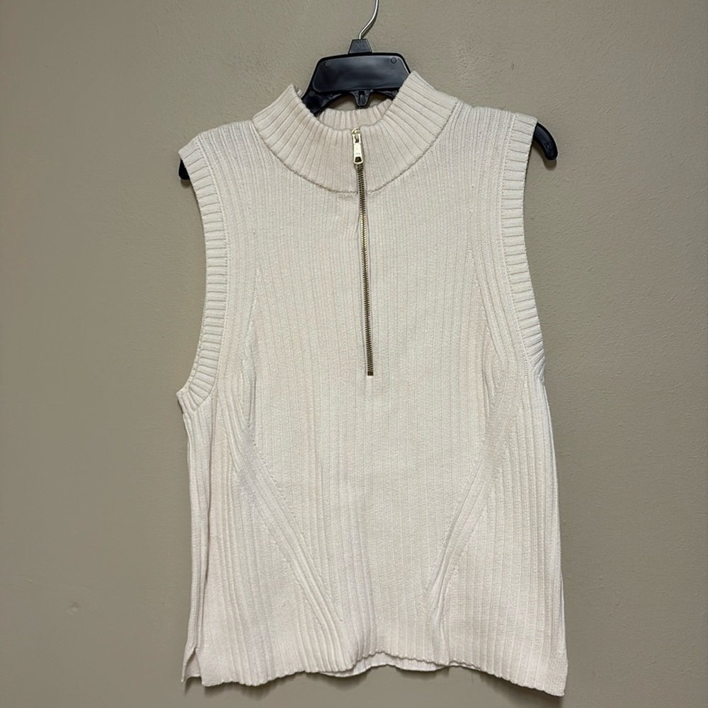 Talbots 3/4 Zip Cotton Sleeveless Sweater